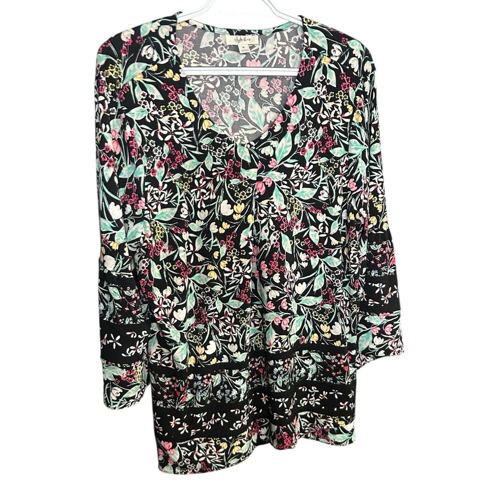 Style & Co. Multicolor Floral V-Neck Blouse